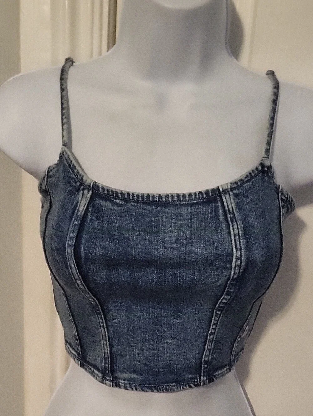 NWT American Eagle Corset Style Denim Crop Top